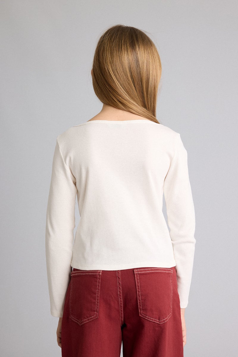 ديفاكتو تيشيرت بناتي نص كم مضلع بطبعة شعار بياقة مستديرة - Image 5